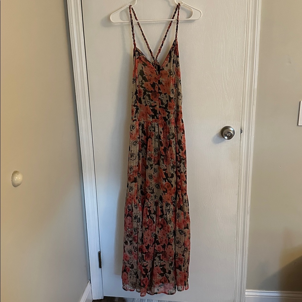 Astr Pink and Black Floral Dress